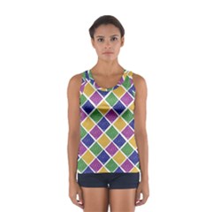 African Illutrations Plaid Color Rainbow Blue Green Yellow Purple White Line Chevron Wave Polkadot Women s Sport Tank Top  by Mariart