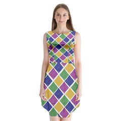 African Illutrations Plaid Color Rainbow Blue Green Yellow Purple White Line Chevron Wave Polkadot Sleeveless Chiffon Dress   by Mariart