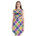 African Illutrations Plaid Color Rainbow Blue Green Yellow Purple White Line Chevron Wave Polkadot Sleeveless Chiffon Dress   View1