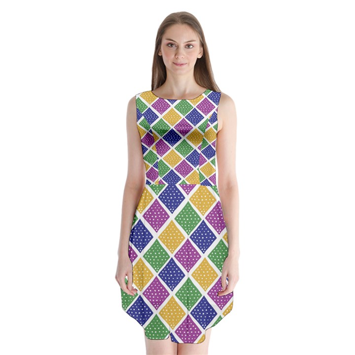 African Illutrations Plaid Color Rainbow Blue Green Yellow Purple White Line Chevron Wave Polkadot Sleeveless Chiffon Dress  