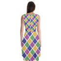 African Illutrations Plaid Color Rainbow Blue Green Yellow Purple White Line Chevron Wave Polkadot Sleeveless Chiffon Dress   View2