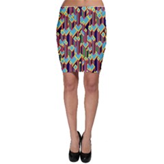 Building City Plaid Chevron Wave Blue Green Bodycon Skirt by Mariart