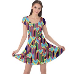 Building City Plaid Chevron Wave Blue Green Cap Sleeve Dresses by Mariart