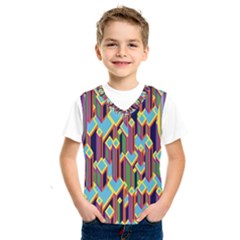 Building City Plaid Chevron Wave Blue Green Kids  Sportswear by Mariart