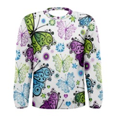 Butterfly Animals Fly Purple Green Blue Polkadot Flower Floral Star Men s Long Sleeve Tee by Mariart