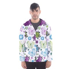 Butterfly Animals Fly Purple Green Blue Polkadot Flower Floral Star Hooded Wind Breaker (men) by Mariart