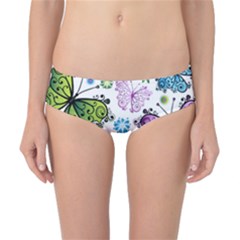 Butterfly Animals Fly Purple Green Blue Polkadot Flower Floral Star Classic Bikini Bottoms by Mariart