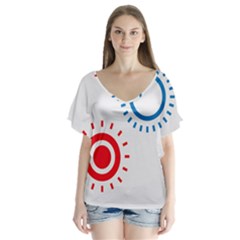 Color Light Effect Control Mode Circle Red Blue Flutter Sleeve Top by Mariart