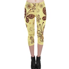 Butterfly Animals Fly Purple Gold Polkadot Flower Floral Star Sunflower Capri Leggings  by Mariart