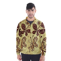 Butterfly Animals Fly Purple Gold Polkadot Flower Floral Star Sunflower Wind Breaker (men) by Mariart