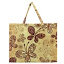 Butterfly Animals Fly Purple Gold Polkadot Flower Floral Star Sunflower Zipper Large Tote Bag View1