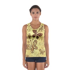 Butterfly Animals Fly Purple Gold Polkadot Flower Floral Star Sunflower Women s Sport Tank Top  by Mariart