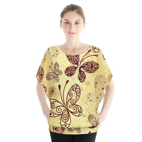 Butterfly Animals Fly Purple Gold Polkadot Flower Floral Star Sunflower Blouse by Mariart