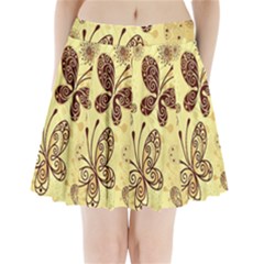 Butterfly Animals Fly Purple Gold Polkadot Flower Floral Star Sunflower Pleated Mini Skirt