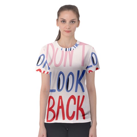 Don t Look Back Big Eye Pink Red Blue Sexy Women s Sport Mesh Tee by Mariart