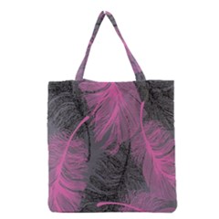 Feathers Quill Pink Grey Grocery Tote Bag by Mariart