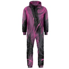 Feathers Quill Pink Grey Hooded Jumpsuit (men)  by Mariart