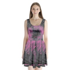 Feathers Quill Pink Grey Split Back Mini Dress  by Mariart