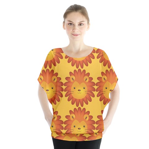 Cute Lion Face Orange Yellow Animals Blouse by Mariart