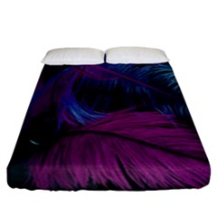 Feathers Quill Pink Black Blue Fitted Sheet (king Size) by Mariart