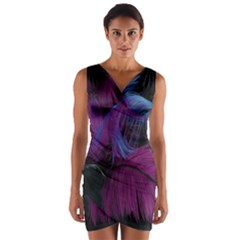 Feathers Quill Pink Black Blue Wrap Front Bodycon Dress by Mariart