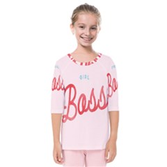 Girl Boss Pink Red Blue Sexy Kids  Quarter Sleeve Raglan Tee