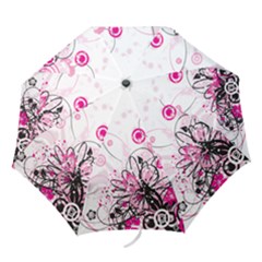 Wreaths Frame Flower Floral Pink Black Folding Umbrellas by Mariart