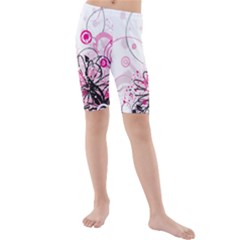 Wreaths Frame Flower Floral Pink Black Kids  Mid Length Swim Shorts by Mariart