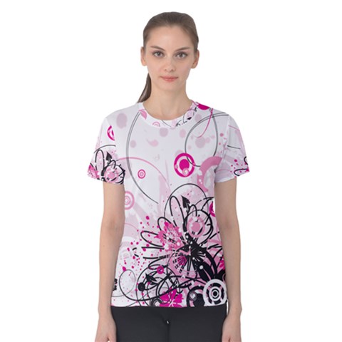 Wreaths Frame Flower Floral Pink Black Women s Cotton Tee by Mariart