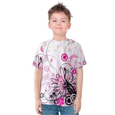 Wreaths Frame Flower Floral Pink Black Kids  Cotton Tee by Mariart