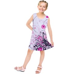 Wreaths Frame Flower Floral Pink Black Kids  Tunic Dress by Mariart