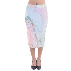 Geode Crystal Pink Blue Velvet Midi Pencil Skirt by Mariart