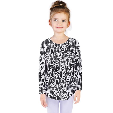 Deskjet Ink Splatter Black Spot Kids  Long Sleeve Tee by Mariart