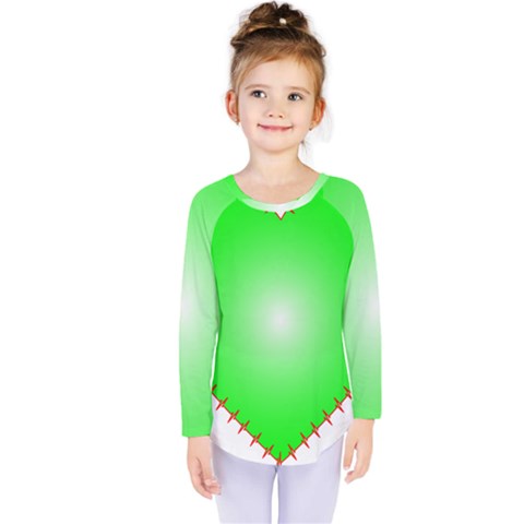 Heart Rhythm Inner Green Red Kids  Long Sleeve Tee by Mariart