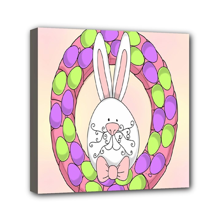 Make An Easter Egg Wreath Rabbit Face Cute Pink White Mini Canvas 6  x 6 