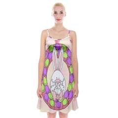 Make An Easter Egg Wreath Rabbit Face Cute Pink White Spaghetti Strap Velvet Dress by Mariart