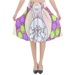 Make An Easter Egg Wreath Rabbit Face Cute Pink White Flared Midi Skirt