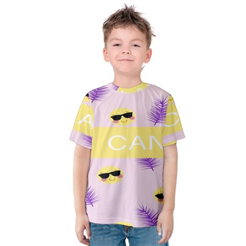 I Can Purple Face Smile Mask Tree Yellow Kids  Cotton Tee by Mariart