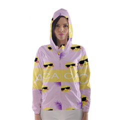 I Can Purple Face Smile Mask Tree Yellow Hooded Wind Breaker (women) by Mariart