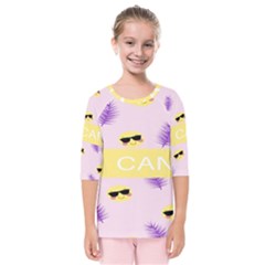 I Can Purple Face Smile Mask Tree Yellow Kids  Quarter Sleeve Raglan Tee