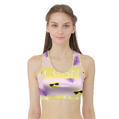 I Can Purple Face Smile Mask Tree Yellow Sports Bra With Border by Mariart