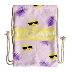 I Can Purple Face Smile Mask Tree Yellow Drawstring Bag (large) by Mariart