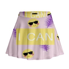 I Can Purple Face Smile Mask Tree Yellow Mini Flare Skirt by Mariart