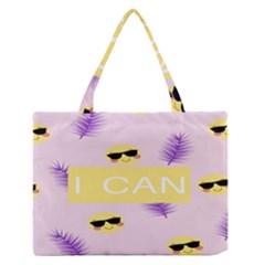 I Can Purple Face Smile Mask Tree Yellow Medium Zipper Tote Bag by Mariart