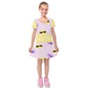 I Can Purple Face Smile Mask Tree Yellow Kids  Short Sleeve Velvet Dress View1