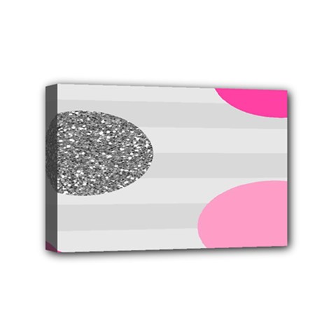 Polkadot Circle Round Line Red Pink Grey Diamond Mini Canvas 6  X 4  by Mariart