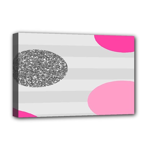 Polkadot Circle Round Line Red Pink Grey Diamond Deluxe Canvas 18  X 12   by Mariart