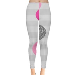 Polkadot Circle Round Line Red Pink Grey Diamond Leggings  by Mariart