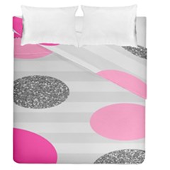 Polkadot Circle Round Line Red Pink Grey Diamond Duvet Cover Double Side (queen Size) by Mariart