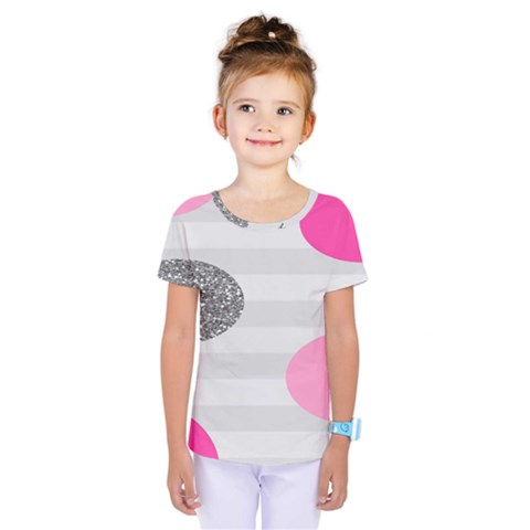 Polkadot Circle Round Line Red Pink Grey Diamond Kids  One Piece Tee by Mariart